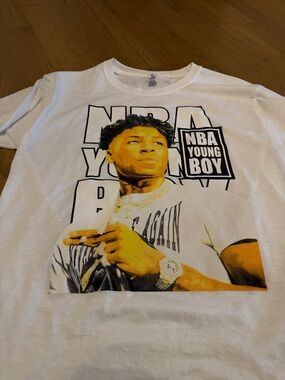Jerzees White Short Sleeve Tee with Yellow Graphic - NBA YoungBoy